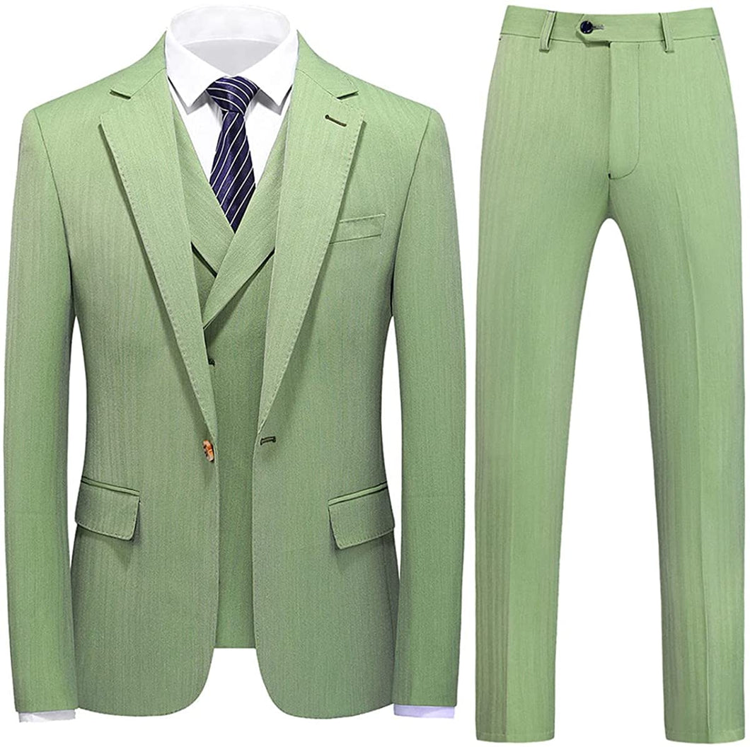 Men's Lime Green Long Sleeve One Button Tuxedo 3 Pc Suit