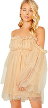 Load image into Gallery viewer, Romantic Chiffon Beige Off Shoulder Tulle Dress