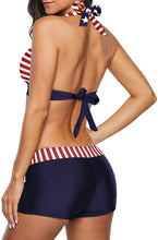 Load image into Gallery viewer, Athletic Halter American Flag Two Piece Swimwear Set