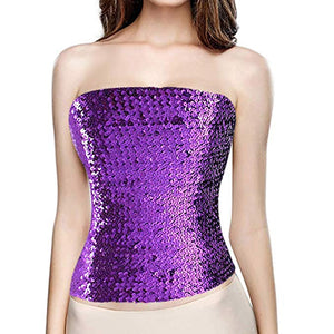 Silver Sequin Strapless Tube Top