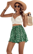 Load image into Gallery viewer, Floral Green Drawstring High Waist Summer Shorts
