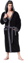 Load image into Gallery viewer, Men&#39;s Plus Black Long Sleeve Shawl Hooded Robe