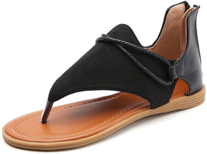 Vintage Flip Flops Black Gladiator Summer Flat Sandals