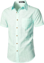 Load image into Gallery viewer, Men&#39;s Black Linen Button Up Short Sleeve Shirt