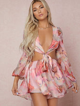 Load image into Gallery viewer, Annabelle Pink Chiffon Cut Out Shorts Romper