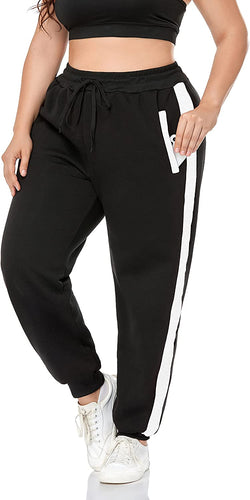 Porcelain Plus Size Fleece Lined Sweatpants with Pockets