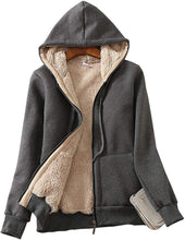 Load image into Gallery viewer, Red Wine Sherpa Fleece Lined Hoodie Zip Up Jacket
