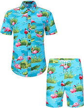 Load image into Gallery viewer, Men&#39;s White Cherry Printed Casual Short Sleeve Shirt &amp; Shorts Set