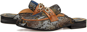 Men's Fashion Brown Multicolored Snakeskin Loafer Style Shoes