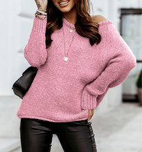 Load image into Gallery viewer, Ribbed Knitted Pink Casual Long Sleeve Women&#39;s Sweater