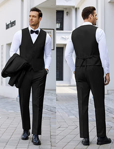 Men's Gray Bow Tie Long Sleeve Blazer & Pants 4pc Suit