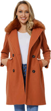 Load image into Gallery viewer, Faux Woolen Brown Fleece Long Women&#39;s Trench Coat