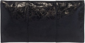 Glam Metallic Embossed Black Envelope Style Clutch Purse