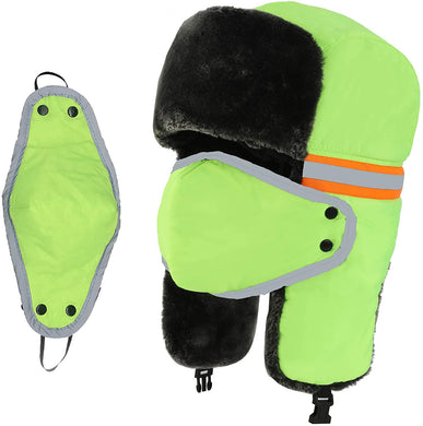 Green Protective Face Masks and Winter Hat with Ear Flaps
