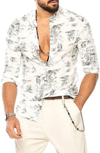 Load image into Gallery viewer, White Printed Shirt Long Sleeve Floral Paisley Shirt