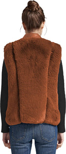 Shaggy Brown Faux Fur Sherpa Fleece Outwear Vest