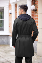 Load image into Gallery viewer, Men&#39;s Trench Coat Black Notch Belt Lightweight Windbreaker