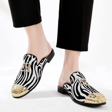 Load image into Gallery viewer, Men&#39;s Velvet Leather Zebra Striped Loafer Slip-on Dress Shoes