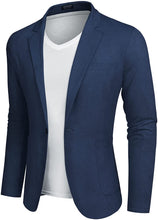 Load image into Gallery viewer, Men&#39;s Navy Blue Lightweight Notched Lapel Blazer