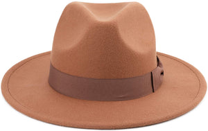 Montfort Classic Wide Brim Bowknot Coffee Fedora Hat