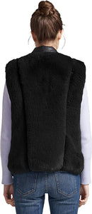 Shaggy Black Faux Fur Sherpa Fleece Outwear Vest