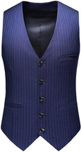 Load image into Gallery viewer, Men&#39;s Pinstripe Navy Charming 3pc Double Breasted Formal Suit