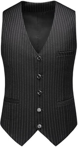 Pinstripe Black Charming 3 Piece Double Breasted Suit