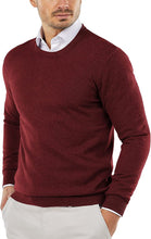 Load image into Gallery viewer, Men&#39;s Crew Neck Wine Red Casual Knitted Pullover Sweater