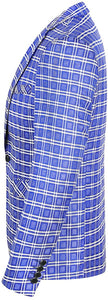 Men's Blue Plaid 2pc Long Sleeve Formal Suit