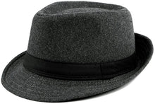 Load image into Gallery viewer, Men&#39;s Dark Grey Fedora Panama Jazz Hat