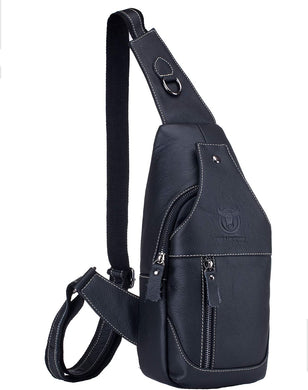 Genuine Black Leather Casual Crossbody Bag