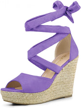Load image into Gallery viewer, Relic Purple Lace Up Espadrilles Wedges Sandals