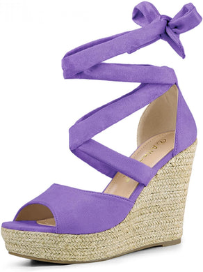 Relic Purple Lace Up Espadrilles Wedges Sandals