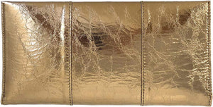 Glam Metallic Embossed Dark Gold Envelope Style Clutch Purse
