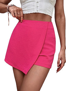 Asymmetrical High Waisted Fuchsia Pink Skirt/Shorts