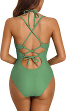 Load image into Gallery viewer, Dramatic Adjustable Halter Straps One Piece Bathing Suits