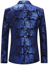Load image into Gallery viewer, Men&#39;s Single-Breasted Luxury Floral Blue Dress Suit