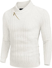 Load image into Gallery viewer, Shawl Collar White Pullover Cable Knitted Men&#39;s Sweater