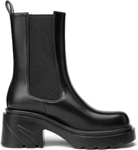 Load image into Gallery viewer, Platform Black Mid Calf Chunky Block Chelsea Boots