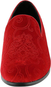Men's Red Velvet Paisley High Quality Loafer Dress Shoes
