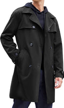 Load image into Gallery viewer, Men&#39;s Trench Coat Black Notch Belt Lightweight Windbreaker