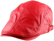 Load image into Gallery viewer, Men&#39;s Red PU Leather Classic Newsboy Cap
