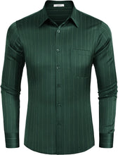 Load image into Gallery viewer, Men&#39;s Luxury Army Green Satin Shiny Button Up Dress Shirt