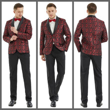 Load image into Gallery viewer, Men&#39;s Paisley Shawl Lapel Burgundy Single Breasted 2pc Men&#39;s Suit