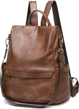 Load image into Gallery viewer, Brown Faux Leather Convertible Backpack