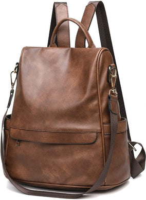 Brown Faux Leather Convertible Backpack