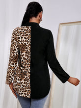 Load image into Gallery viewer, Leopard Printed Long Sleeve Belted Printed Blouse