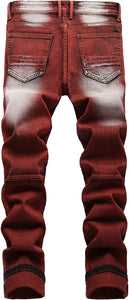 Unique Maroon Tie-Dye Men's Biker Pants