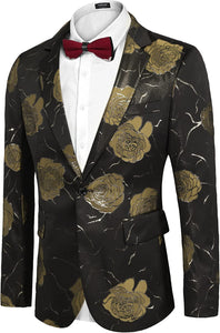 Luxury Golden Floral Sing Breasted Tuxedo Men's Suit