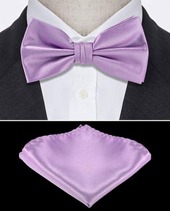 Lavender Pre-tied Bow Tie and Pocket Square Sets